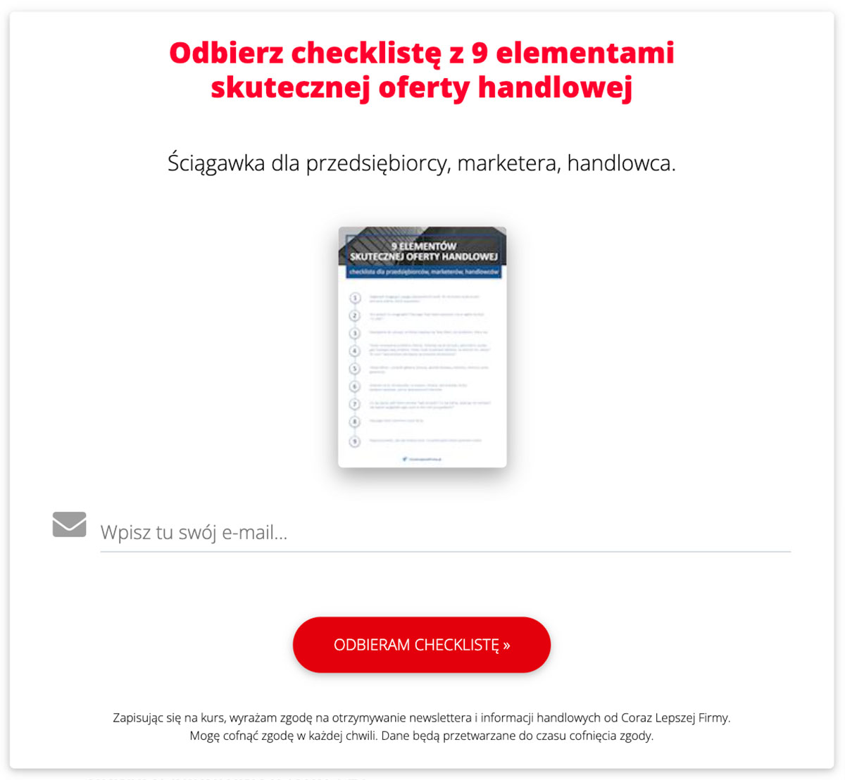 Lead magnet - ściągawka Checklista - lead magnet
