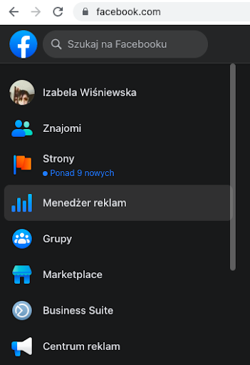 Menadżer reklam Facebook