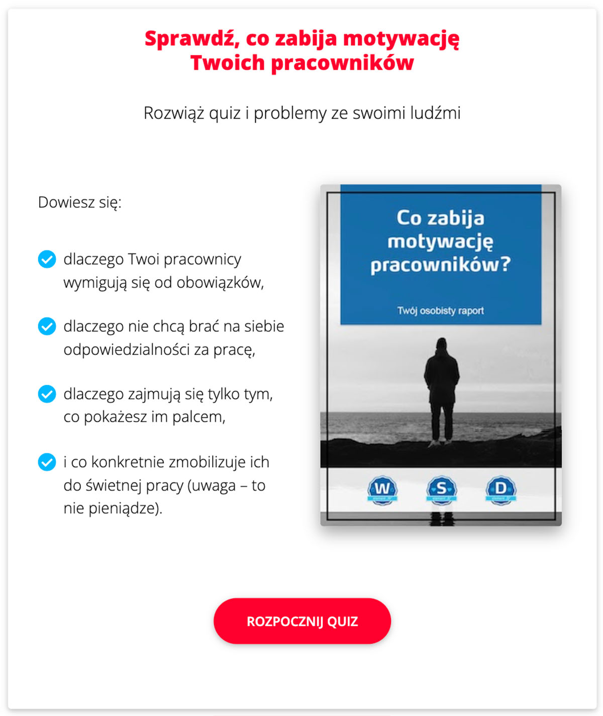Lead magnet - quiz motywacja Quiz - lead magnet